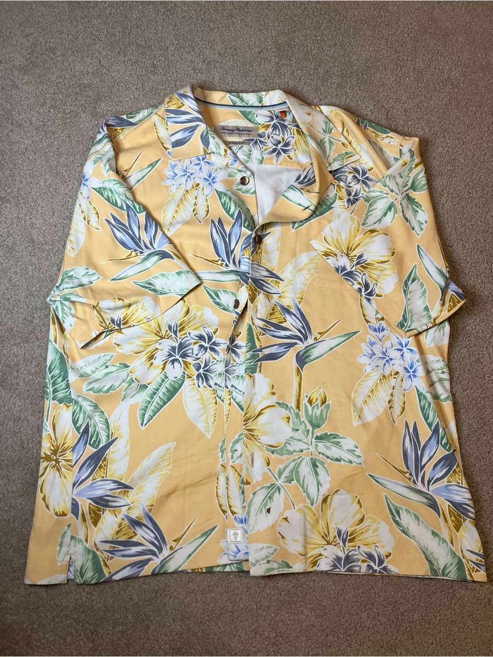 Tommy Bahama Yellow Tropical Floral Camp Shirt
